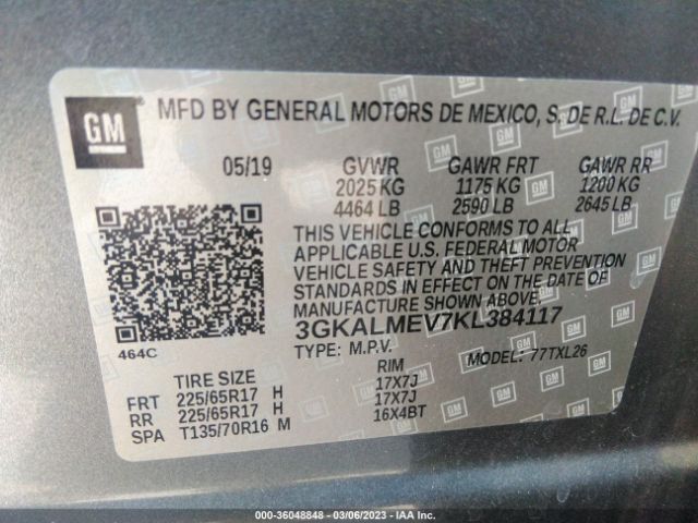 3GKALMEV7KL384117 GMC Terrain Sle