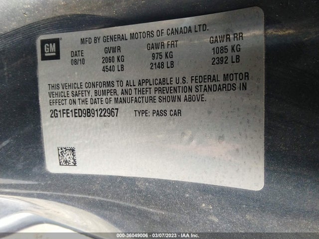 Chevrolet Camaro 1ls 2011 2G1FE1ED9B9122967 Image 10