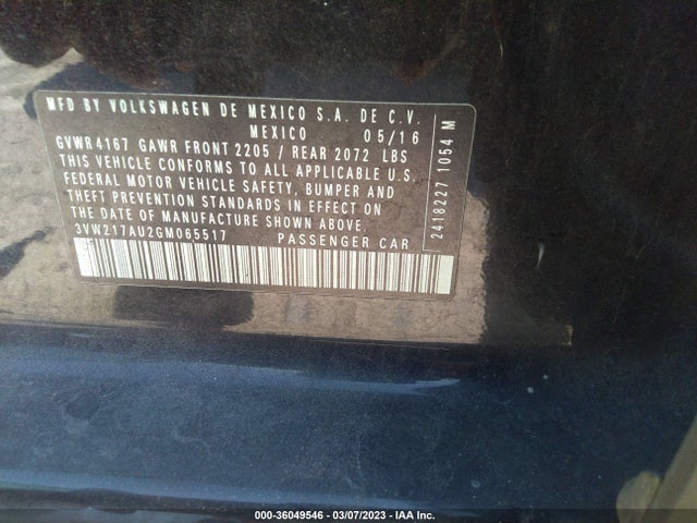 2016 Volkswagen Golf, VIN: 3VW217AU2GM065517
