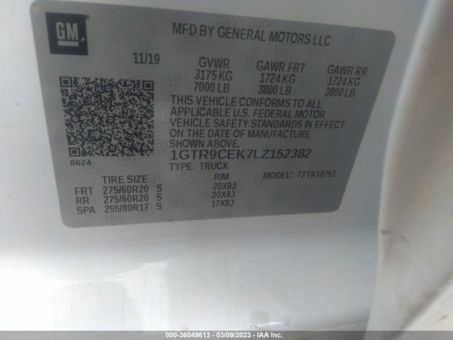 GMC Sierra 1500 Elevation 2020 1GTR9CEK7LZ152382 Image 9