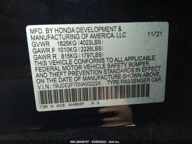19UDE2F70NA002224 Acura Ilx W/premium Package