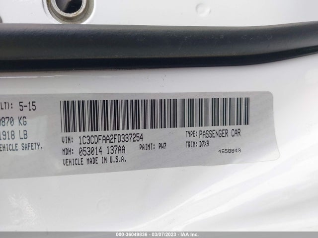 Dodge DART SE 2015 1C3CDFAA2FD337254 Image 9