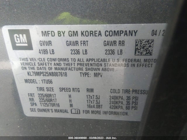 Chevrolet Trailblazer Lt 2022 KL79MPS25NB007618 Image 9