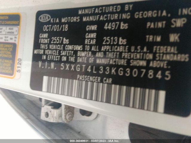 5XXGT4L33KG307845 KIA Optima Lx