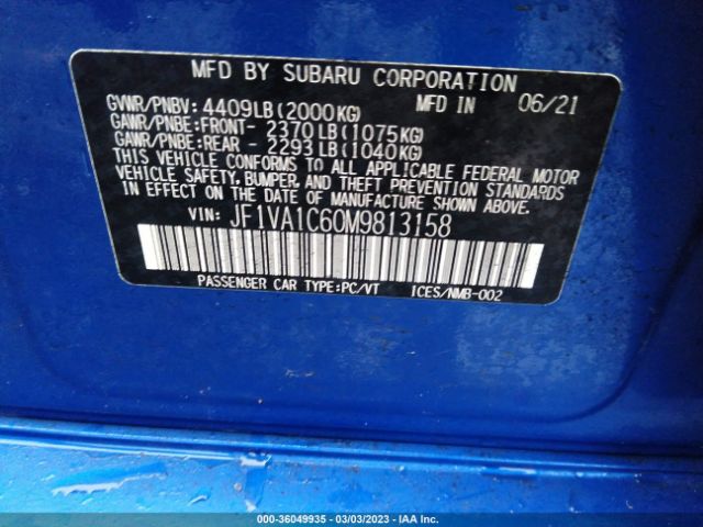 JF1VA1C60M9813158 Subaru Wrx Premium