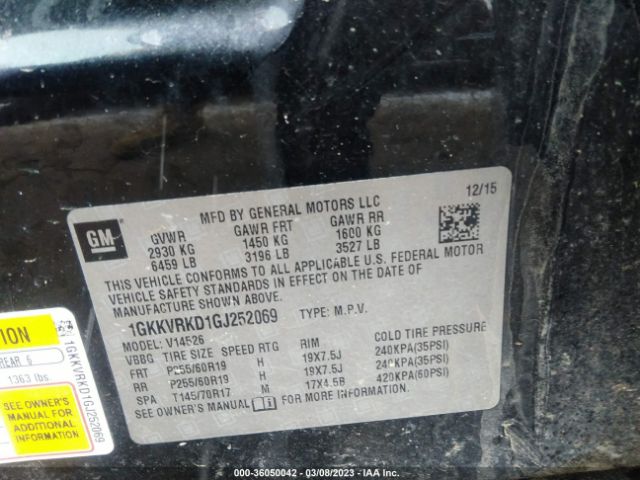 1GKKVRKD1GJ252069 GMC ACADIA SLT