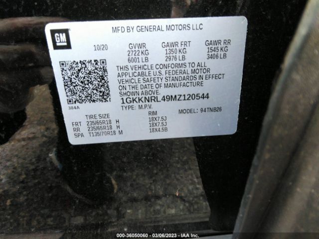 1GKKNRL49MZ120544 GMC ACADIA SLE