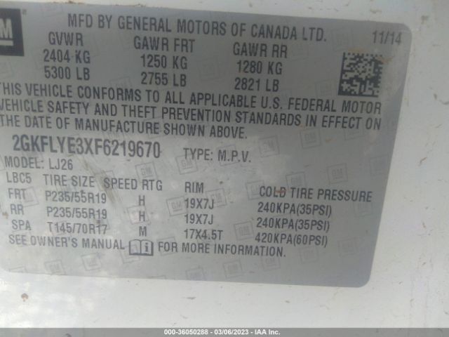 2GKFLYE3XF6219670 GMC Terrain Slt