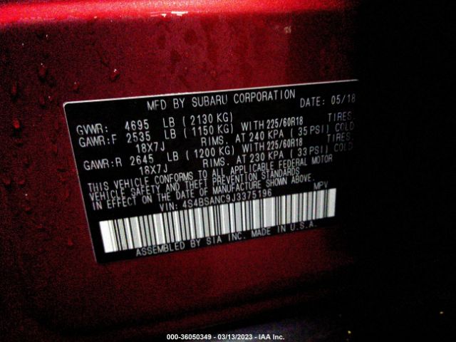 4S4BSANC9J3375196 Subaru Outback Limited