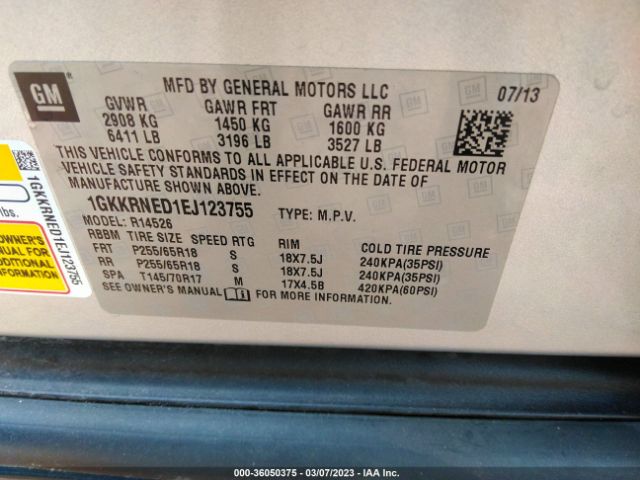 1GKKRNED1EJ123755 GMC ACADIA SLE