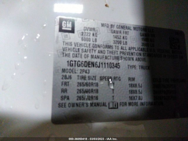 1GTG6DEN6J1110345 GMC Canyon 4wd Slt