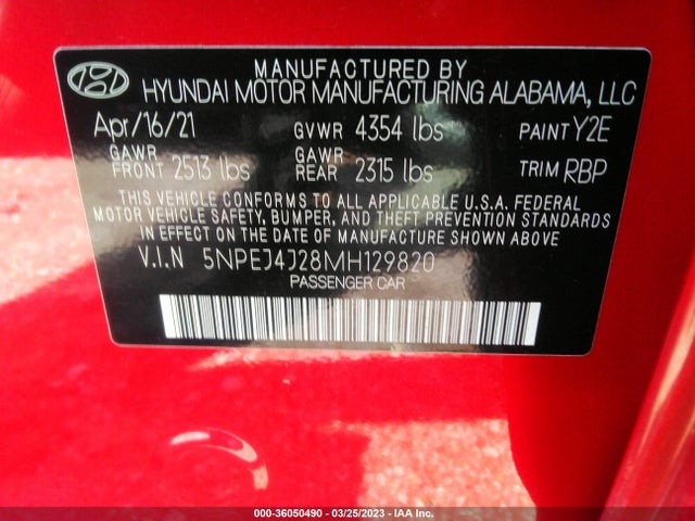 Hyundai Sonata Sel Plus 2021 5NPEJ4J28MH129820 Image 9
