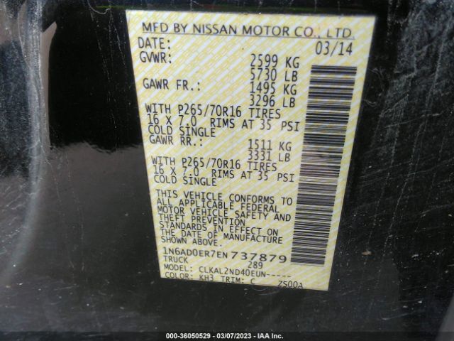 1N6AD0ER7EN737879 Nissan Frontier Sv