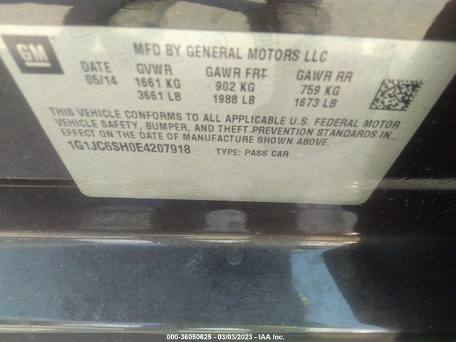 Chevrolet SONIC LT 2014 1G1JC6SH0E4207918 Image 10