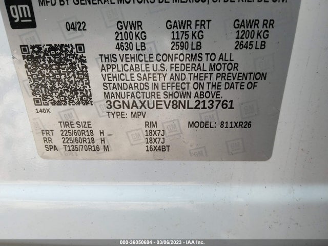 Chevrolet EQUINOX LT 2022 3GNAXUEV8NL213761 Image 9