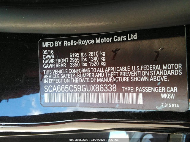 2016 Rolls-Royce Wraith, VIN: SCA665C59GUX86338