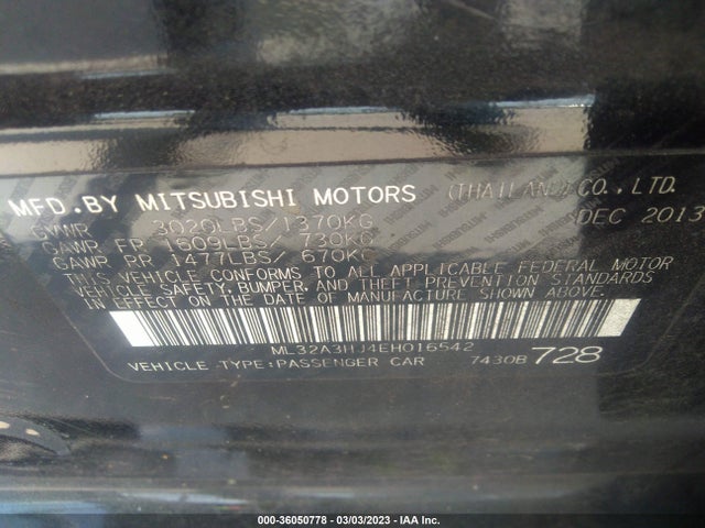 ML32A3HJ4EHO16542 Mitsubishi MIRAGE DE
