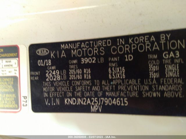 KNDJN2A25J7904615 KIA Soul Base
