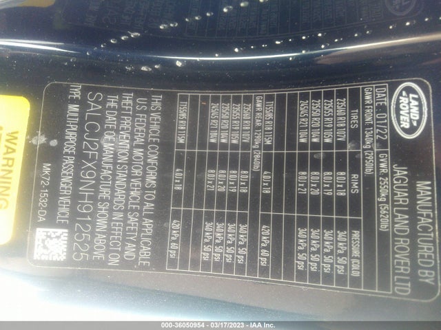 2022 Land Rover Discovery, VIN: SALCJ2FX9NH912525