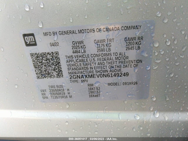 Chevrolet EQUINOX RS 2022 2GNAXMEV0N6149249 Image 9