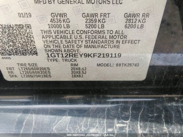 1GT12REY9KF219119 GMC Sierra 2500hd Slt