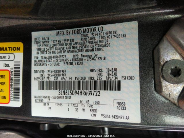 3LN6L5D94HR609722 Lincoln MKZ SELECT