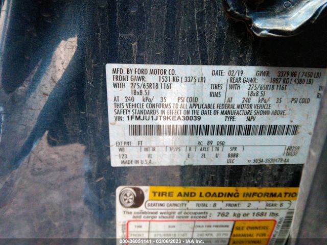1FMJU1JT9KEA30039 Ford Expedition Xlt