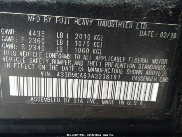 4S3BMCA62A3238191 Subaru Legacy