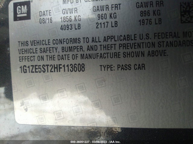 Chevrolet MALIBU LT 2017 1G1ZE5ST2HF113608 Image 9