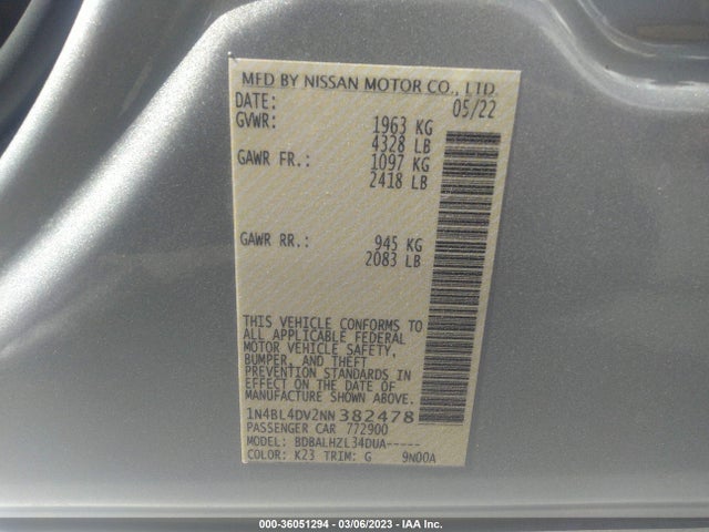 Nissan Altima 2.5 Sv 2022 1N4BL4DV2NN382478 Image 10