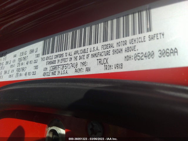 2015 RAM 1500 TRADESMAN VIN: 1C6RR7FT3FS717410
