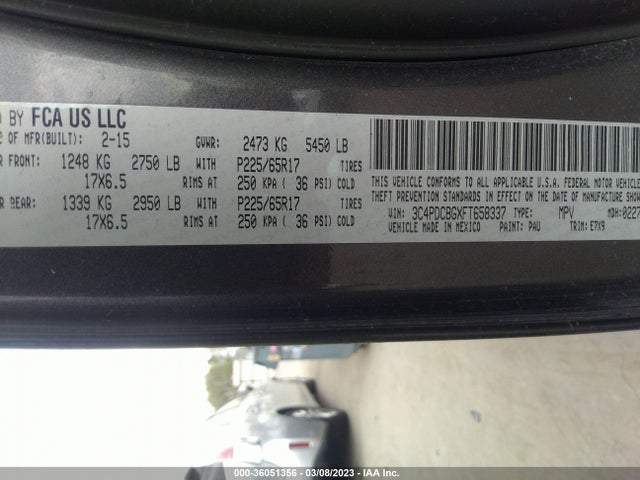 2015 Dodge Journey, VIN: 3C4PDCBGXFT658337