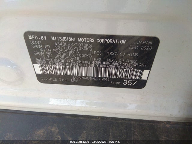 JA4APVAU6MU015268 Mitsubishi Outlander Sport Se
