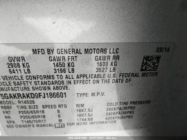 5GAKRAKD9FJ186601 Buick Enclave Convenience