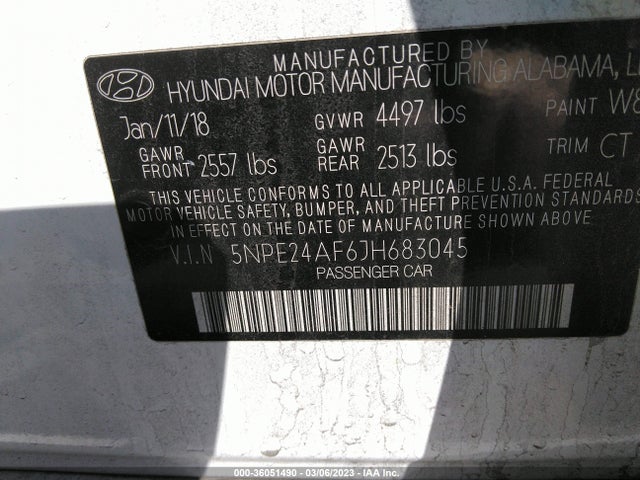 Hyundai SONATA SE 2018 5NPE24AF6JH683045 Image 9