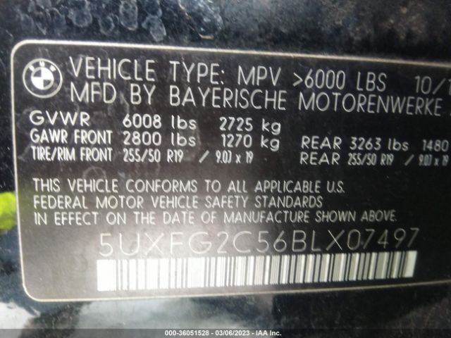 5UXFG2C56BLX07497 BMW X6 35i