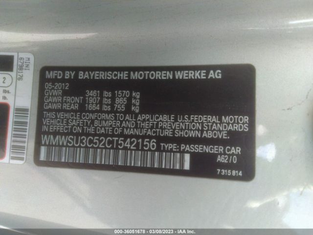 WMWSU3C52CT542156 Mini COOPER HARDTOP