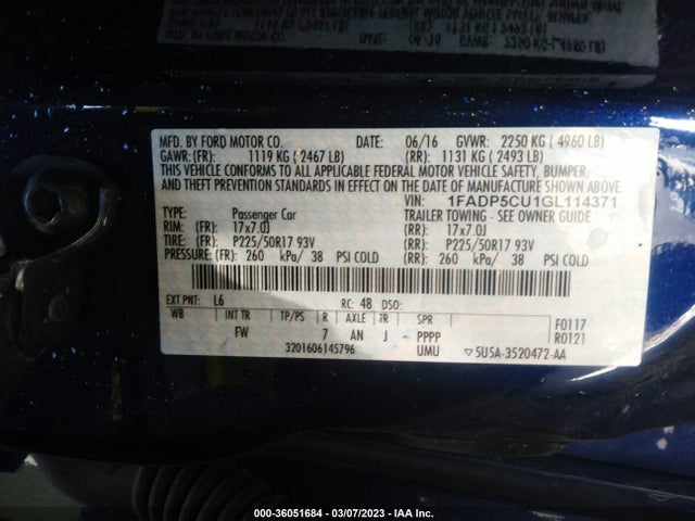 2016 Ford C-Max, VIN: 1FADP5CU1GL114371