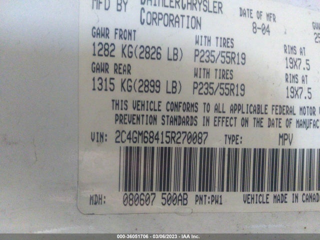 Chrysler Pacifica Touring 2005 2C4GM68415R270087 Image 10