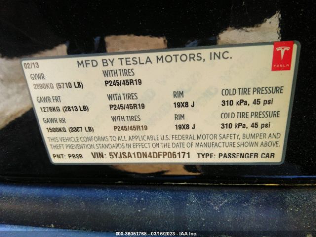 5YJSA1DN4DFP06171 Tesla MODEL S