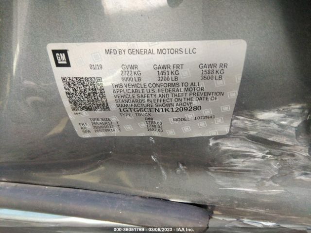 1GTG6CEN1K1209280 GMC Canyon 4wd Sle