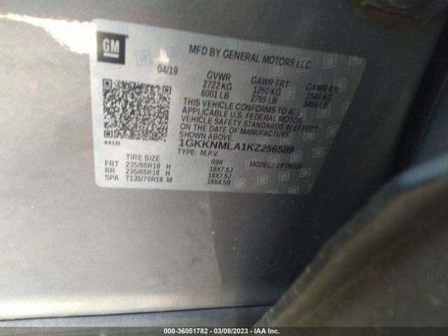 1GKKNMLA1KZ256589 GMC ACADIA SLT