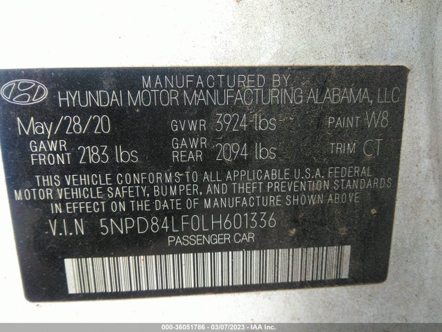 Hyundai ELANTRA SEL 2020 5NPD84LF0LH601336 Image 11