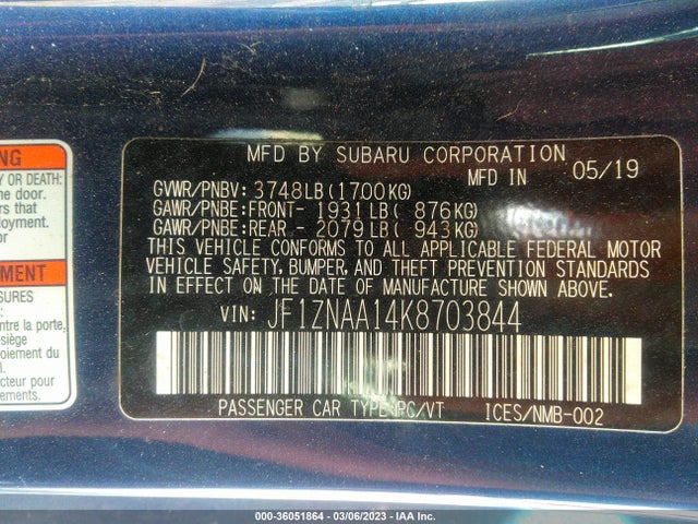 2019 Toyota 86, VIN: JF1ZNAA14K8703844