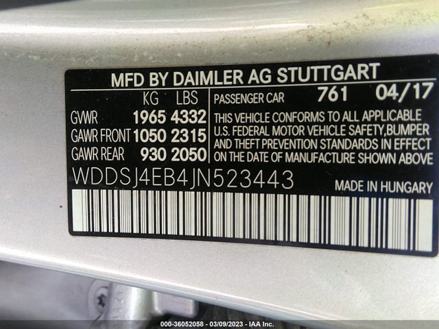 Mercedes-Benz Cla Cla 250 2018 WDDSJ4EB4JN523443 Image 10