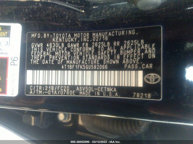 Toyota CAMRY LE 2016 4T1BF1FK5GU582066 Image 11