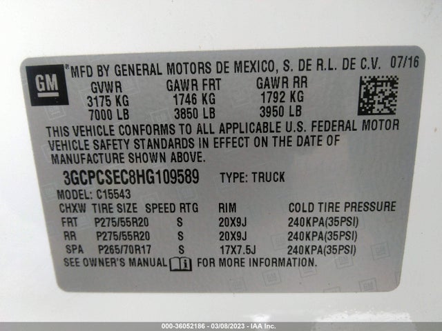 Chevrolet Silverado 1500 Ltz 2017 3GCPCSEC8HG109589 Image 9