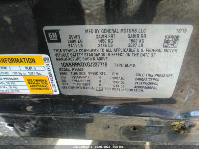1GKKRRKDXGJ237719 GMC ACADIA SLT