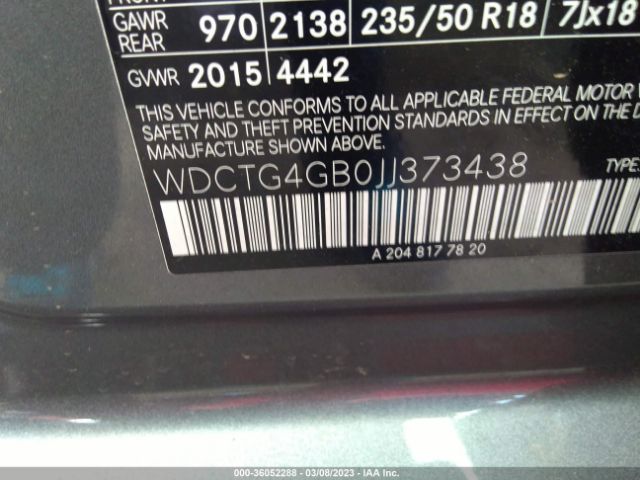 WDCTG4GB0JJ373438 Mercedes-Benz Gla Gla 250