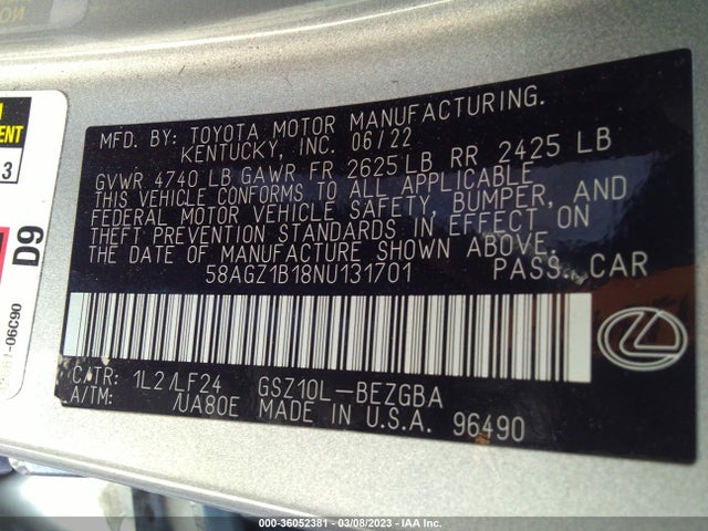 58AGZ1B18NU131701 Lexus Es Es 350 F Sport